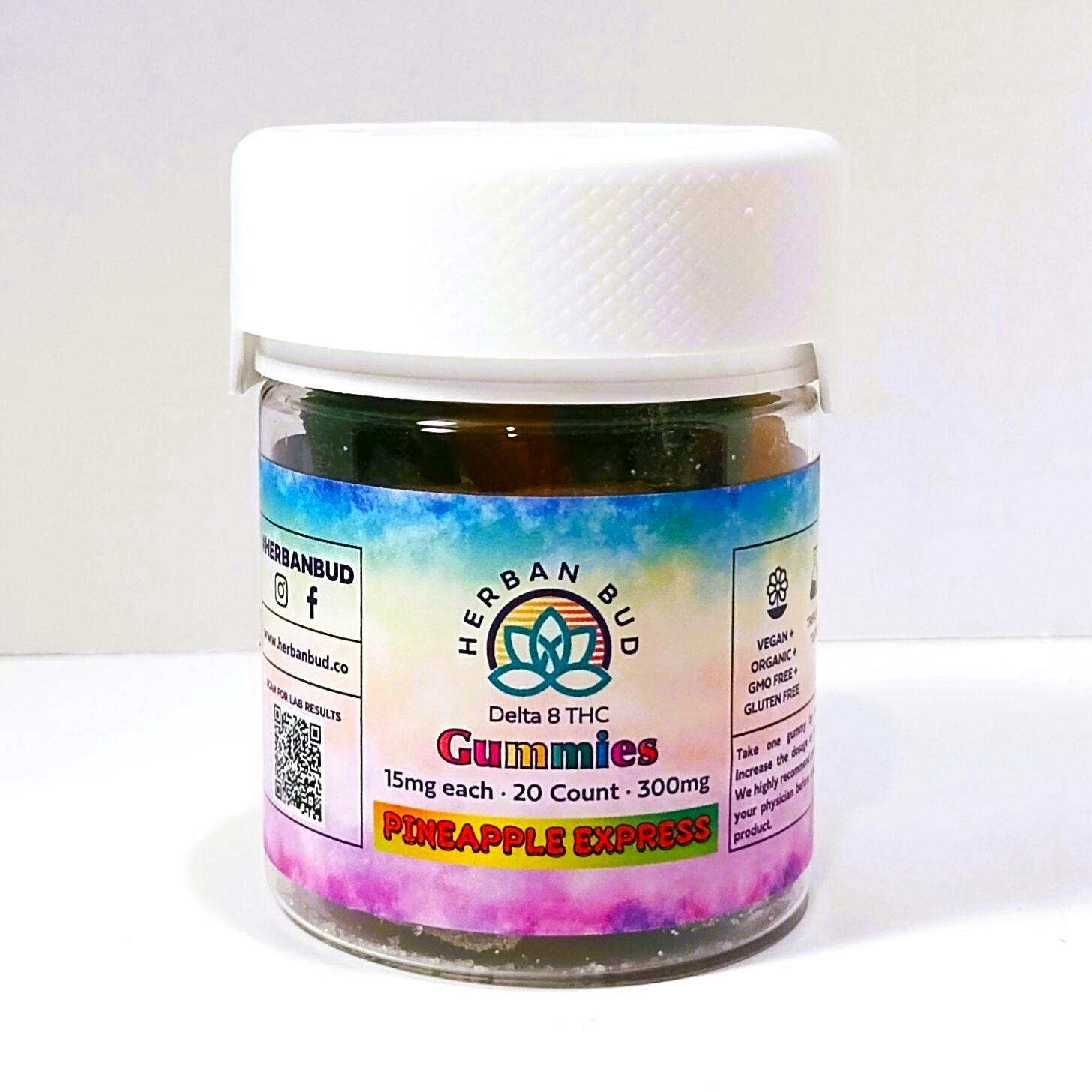 Herban Bud Delta8 Gummies Pineaple Express 300mg