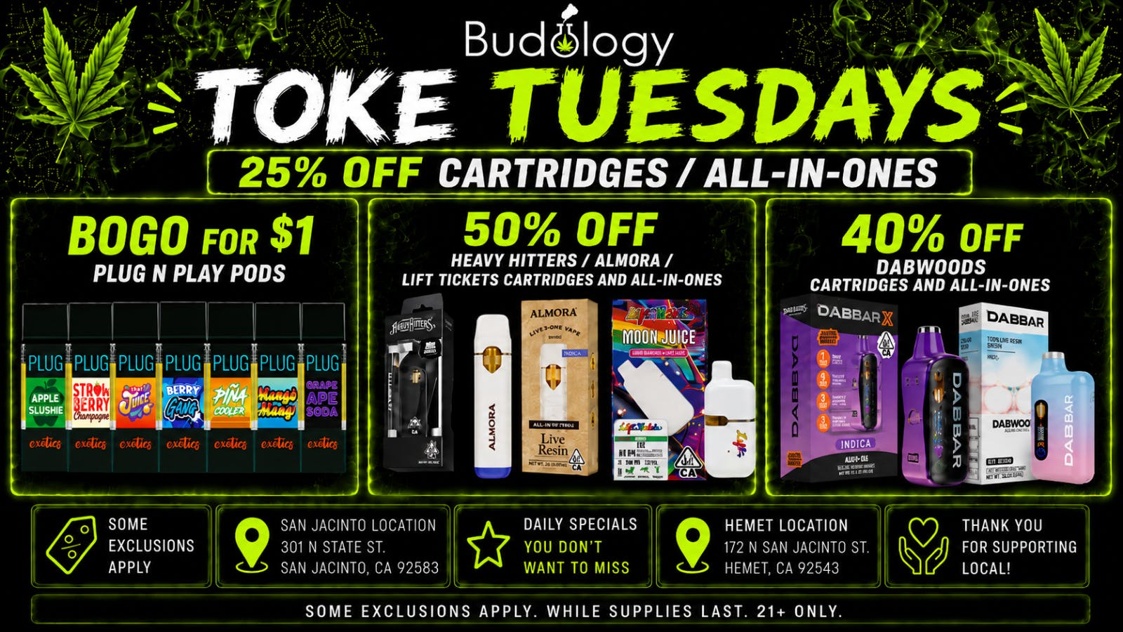 BUDOLOGY TOKE TUESDAY DEALS!!! at Budology | Weedmaps