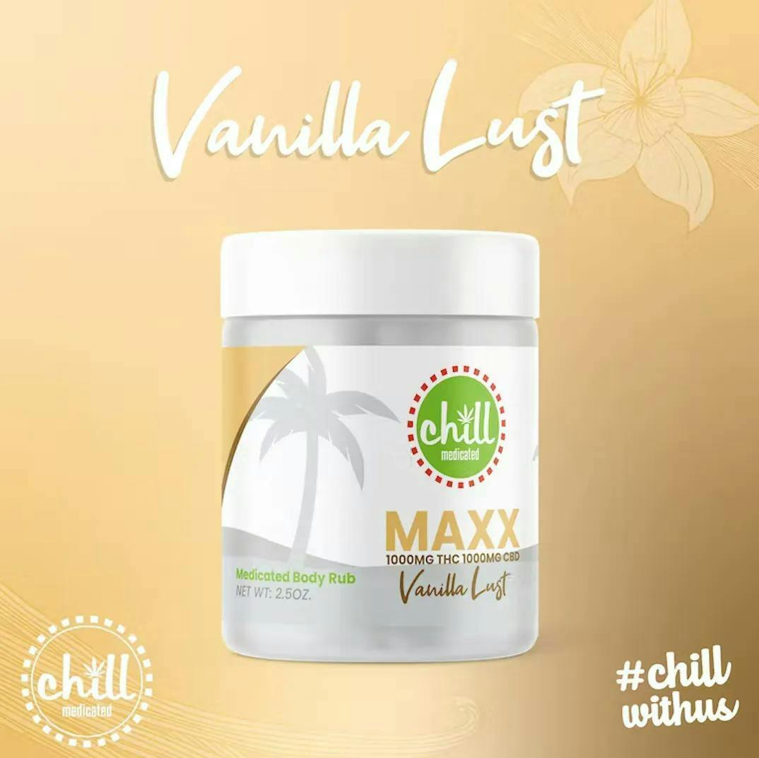 1000mg THC : 1000mg CBD | MAXX Vanilla Lust Body Rub | REC