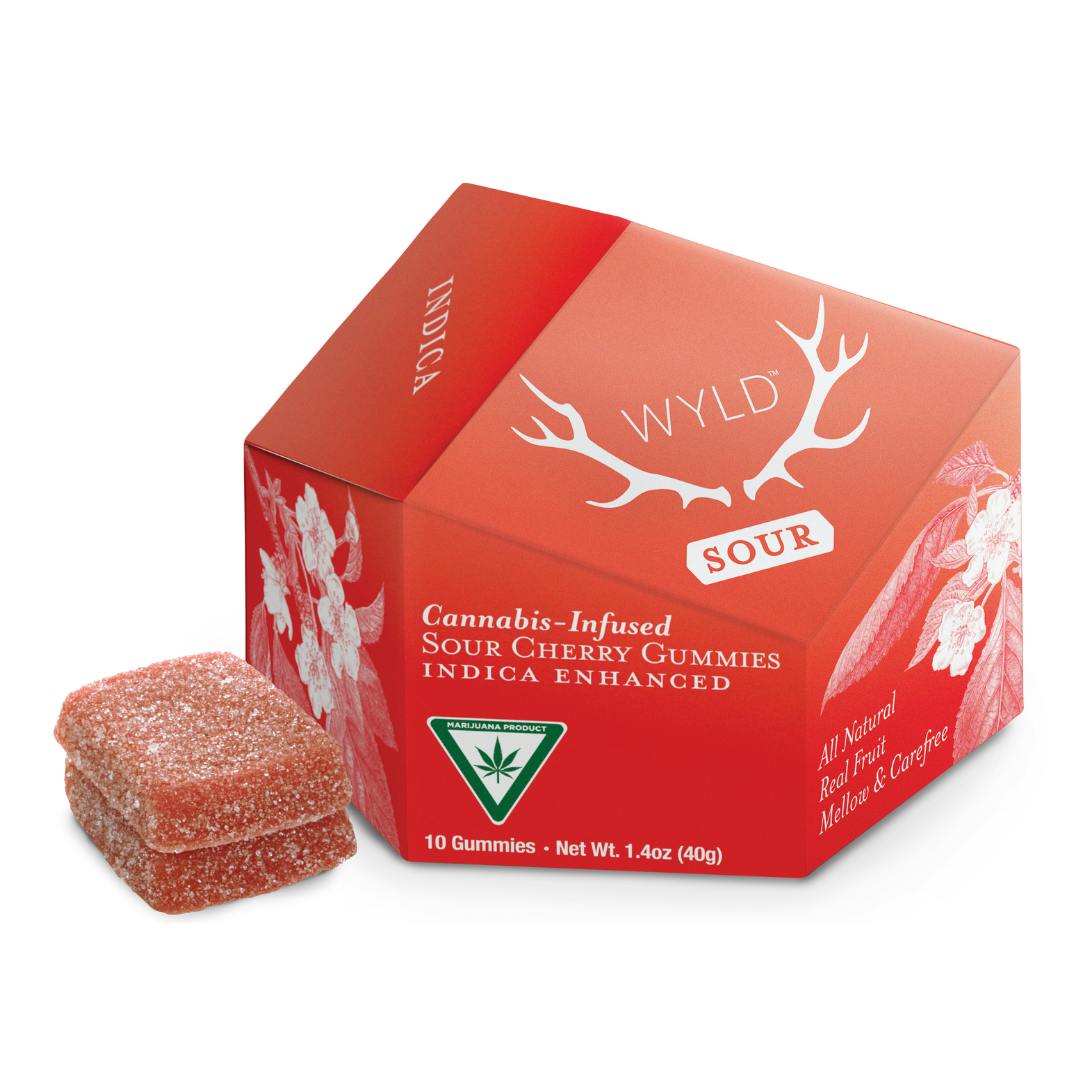 Sour Cherry Indica Enhanced Gummies | 200mg | 10ct | 20mg/ea by Wyld