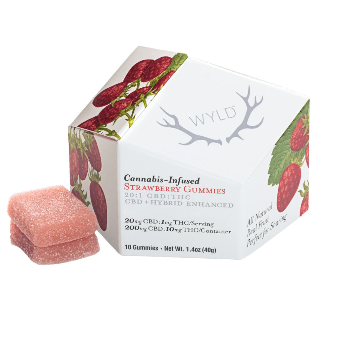 Strawberry 20:1 CBD:THC Hybrid Enhanced Gummies | 2000mg | 10ct | 200mg/ea