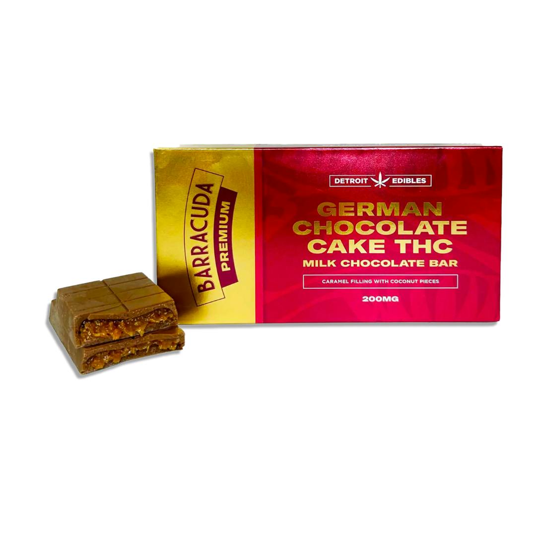 Premium Barracuda Bar - German Chocolate Cake - Milk Chocolate - 200mg THC by Detroit Edibles