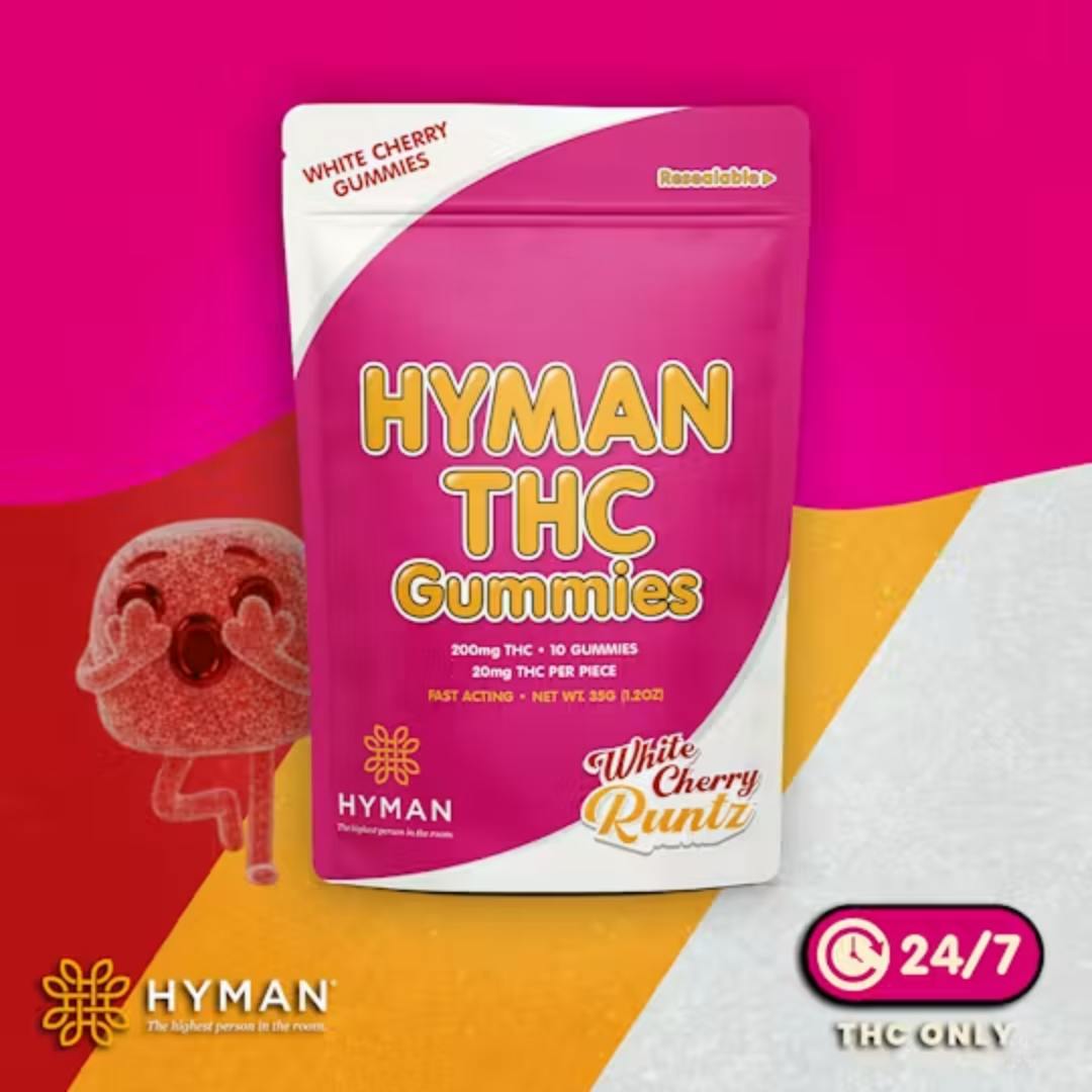 White Cherry Runtz | ALL DAY • Fast Acting 200mg Gummies | HYMAN | REC