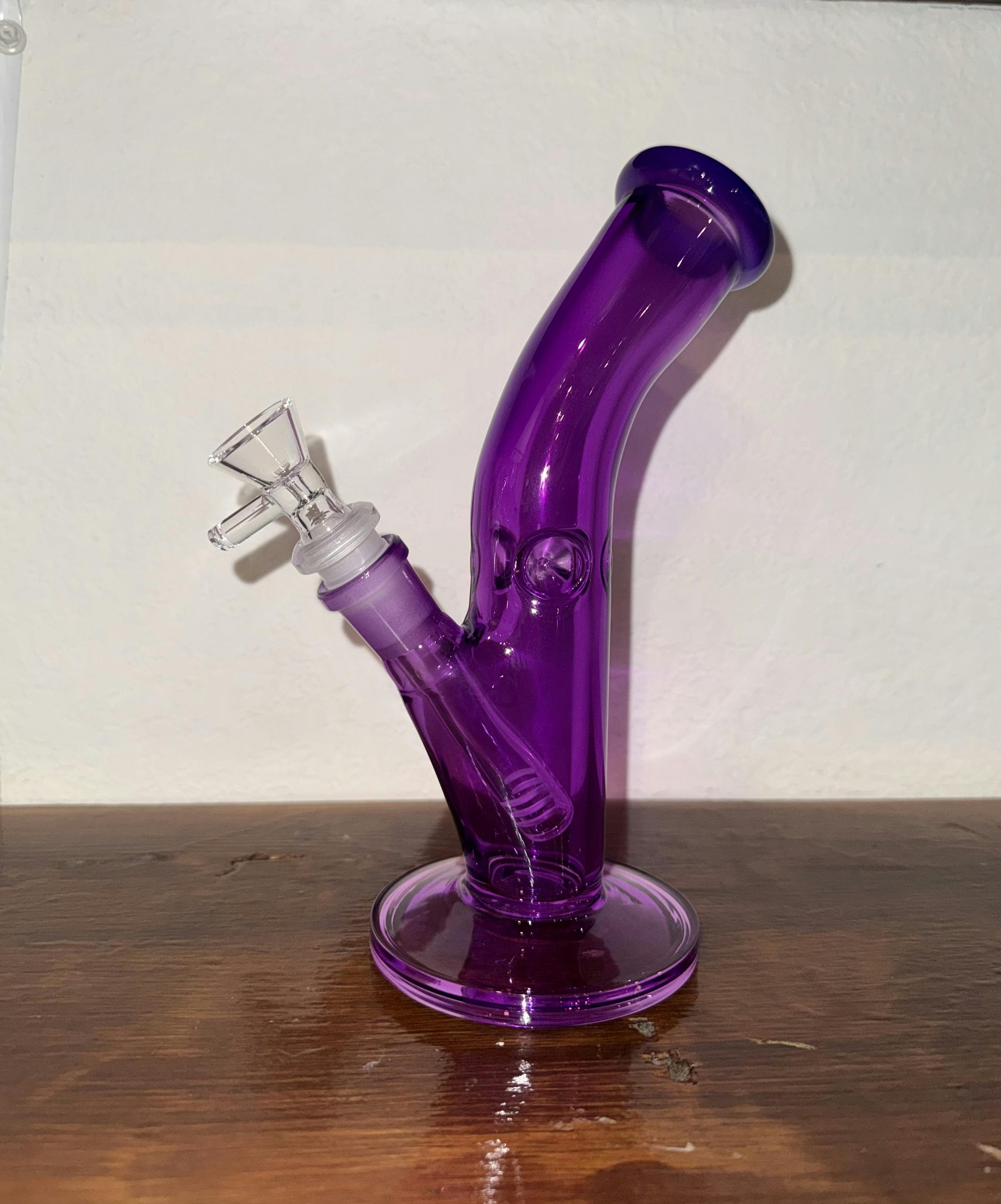 8.5" Colored Glass on Glass Curved Bong