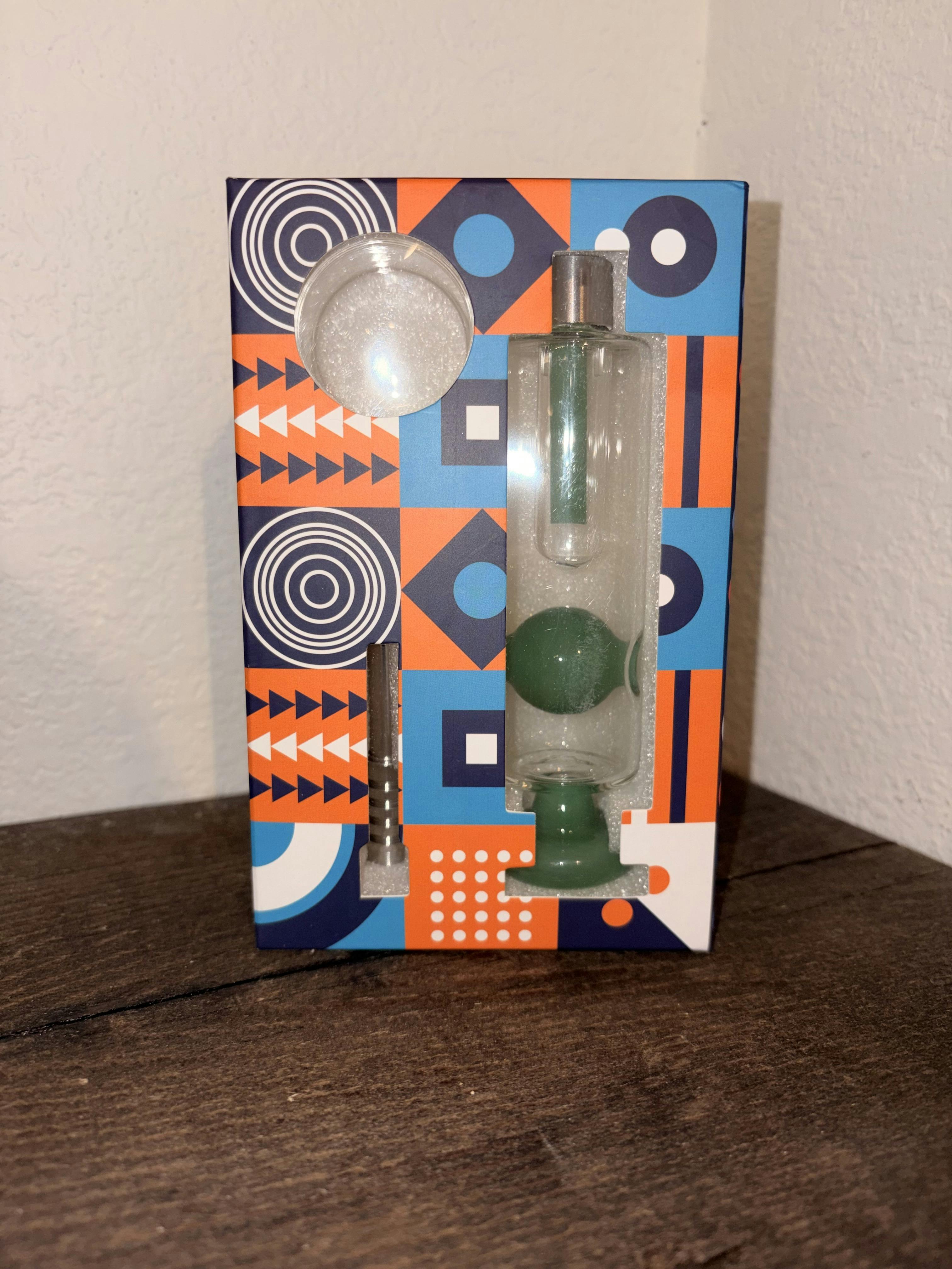 Large Green Glass Dab Straw w/ Metal Tip
