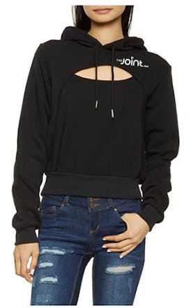 Miss Selfie/The Joint Fleece Cut Out Sweatshirt (BLACK, medium)