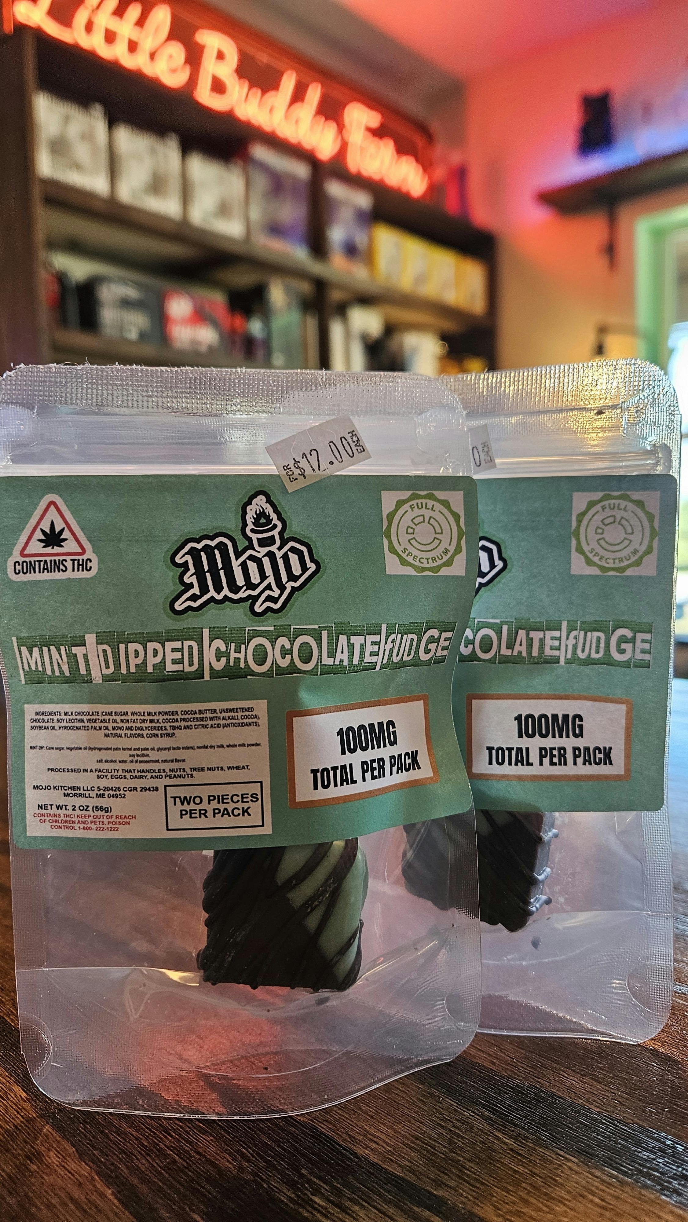 100mg Mint Dipped Chocolate Fudge