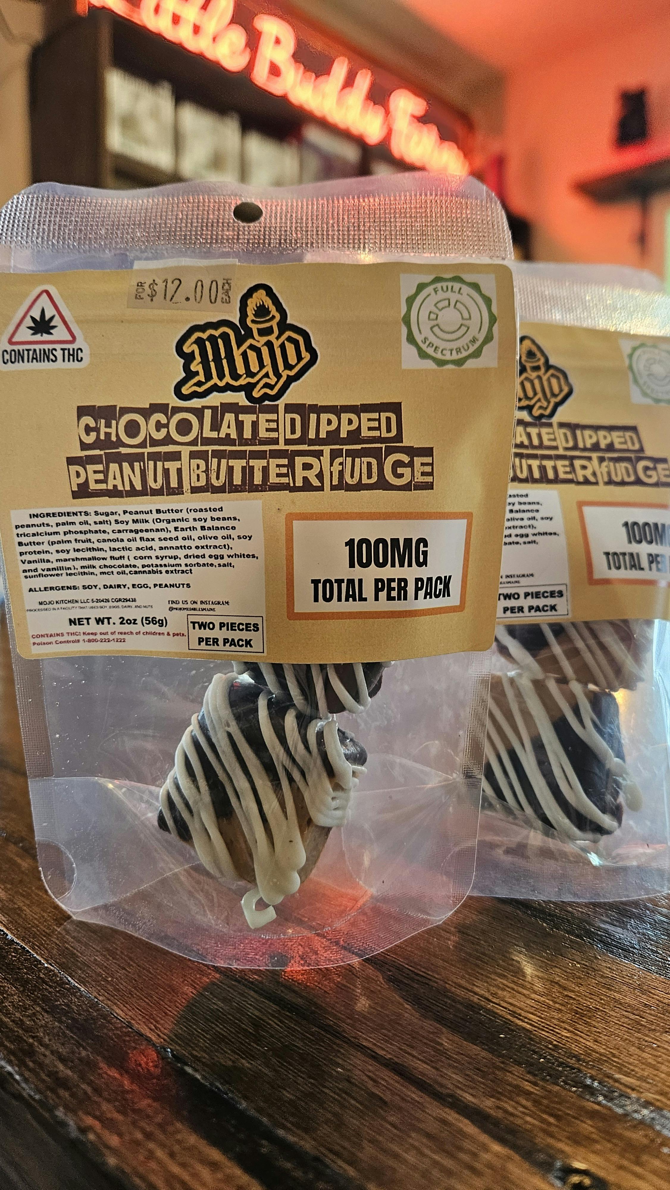 100mg Chocolate Dipped Peanut Butter Fudge