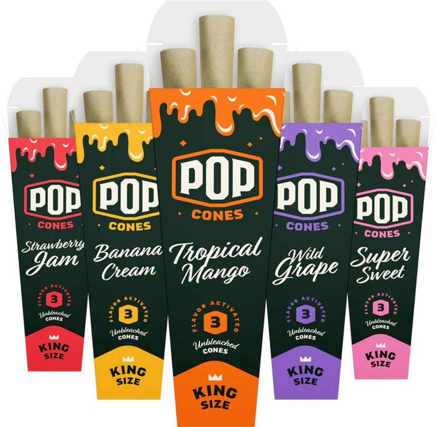 POP Cones Ultra Thin 1 1/4 Cones - Assorted Flavors
