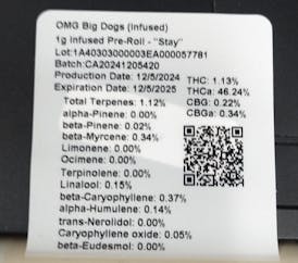 Dogwalkers | OMG Infused Big Dog Pre-Roll | 1 x 1g