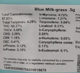 Grass | Blue Milk Vape Cartridge | 0.5g