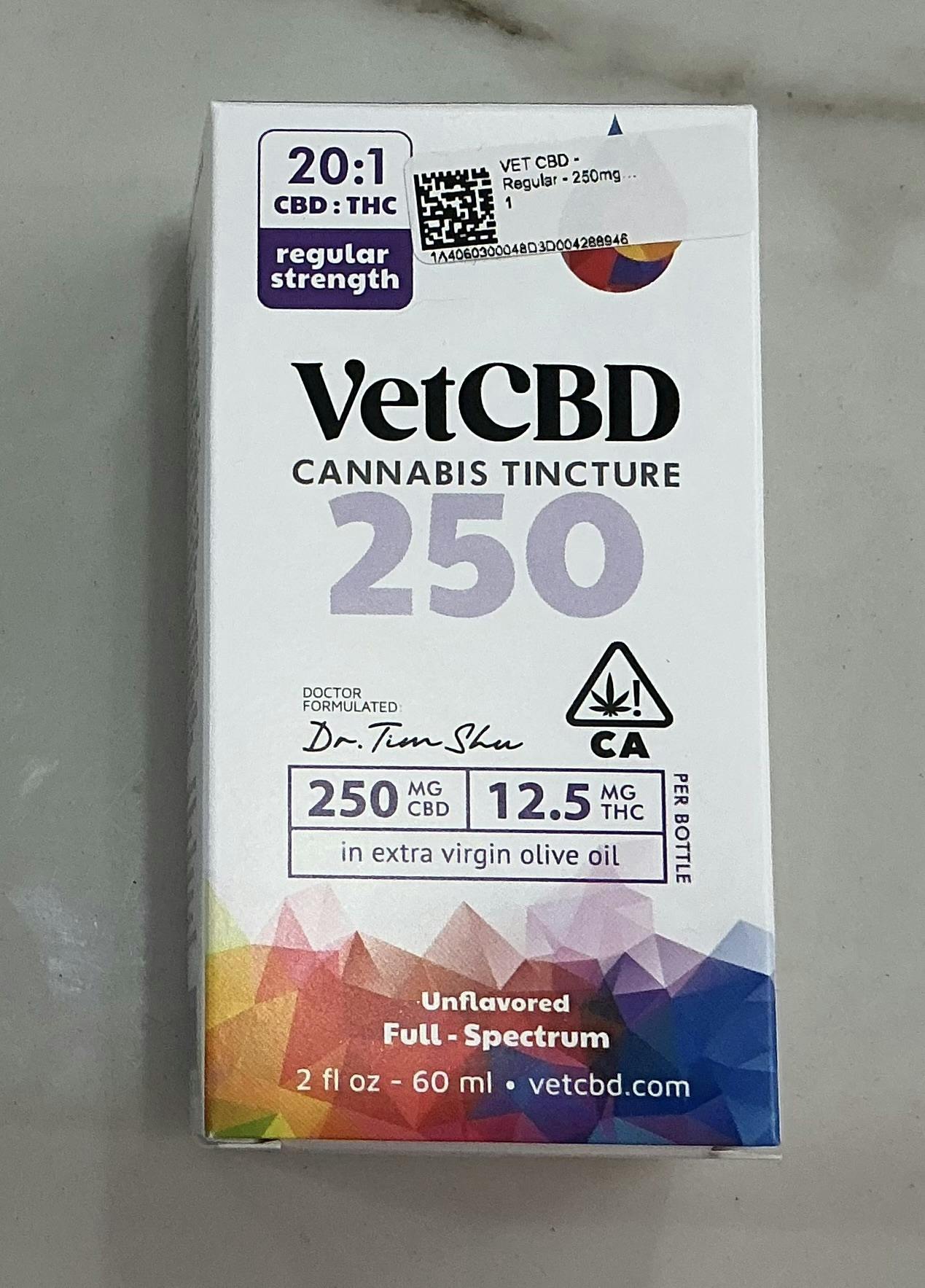 VetCBD, Regular Strength 20:1 Tincture, 250mg, 2oz