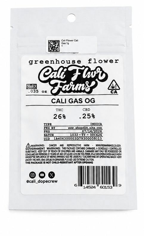 Cali Flwr Farms | CALI GAS OG | 1g