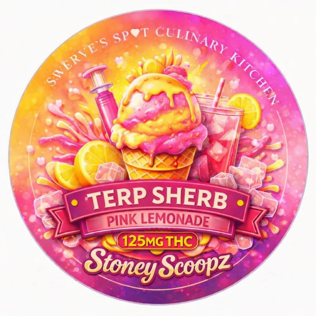 125mg Cannabis Infused Stoney Scoopz Terp Sherb Pink Lemonade Sherbet Ice Cream by Bee Elevated