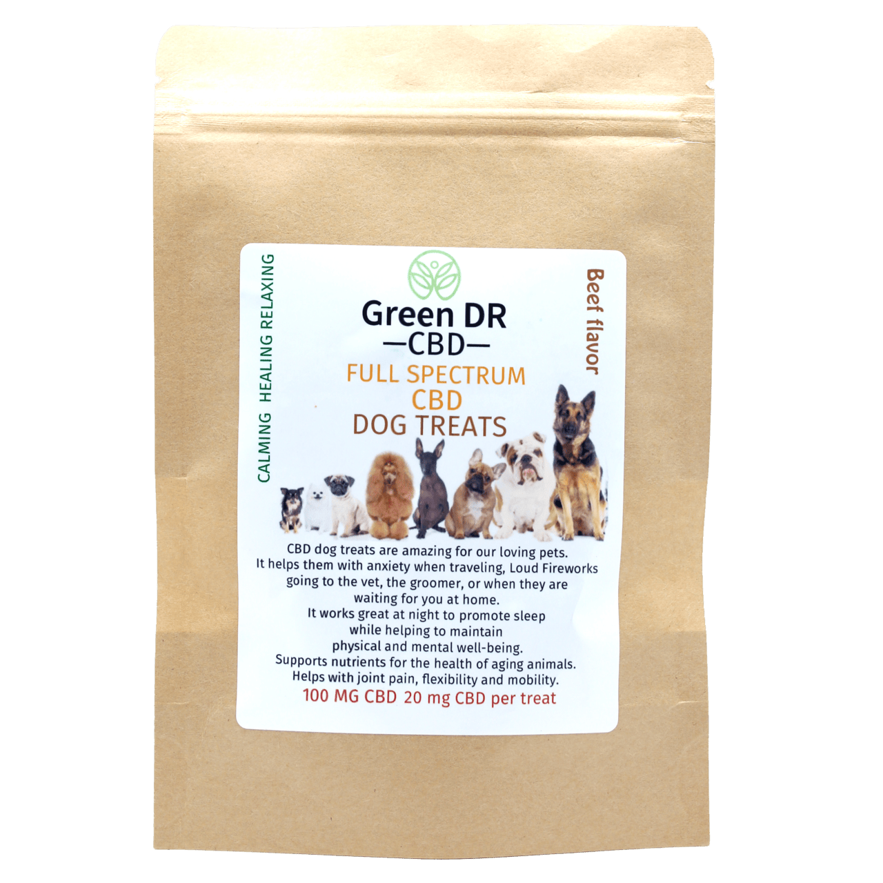 Full Spectrum Beef Flavor Dog Treats by Green Dr Low Dose