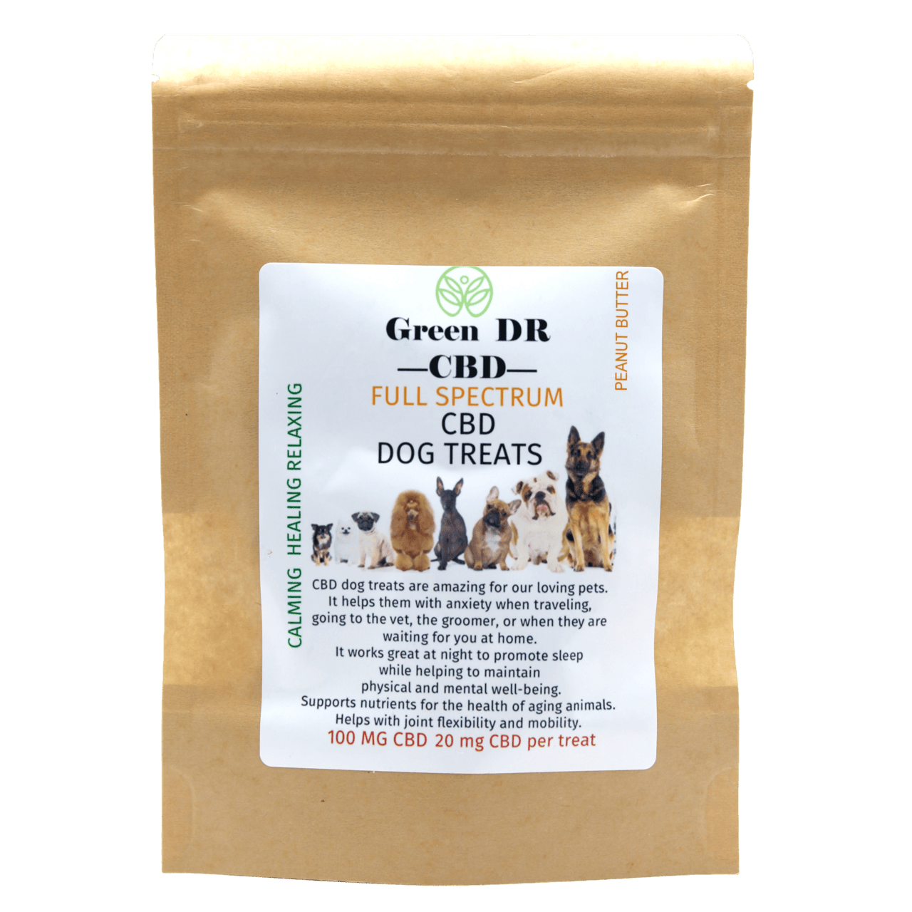 Full Spectrum Peanut Butter Flavor Dog Treats by Green Dr Low Dose