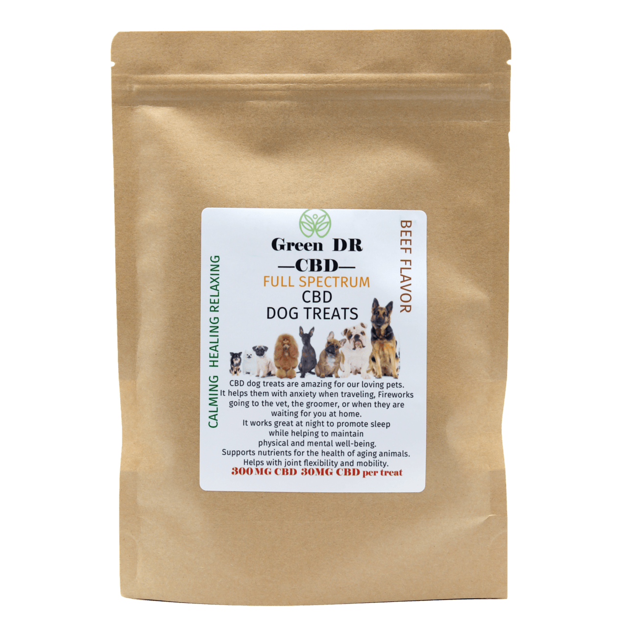 Full Spectrum Beef Flavor Dog Treats by Green Dr High Dose
