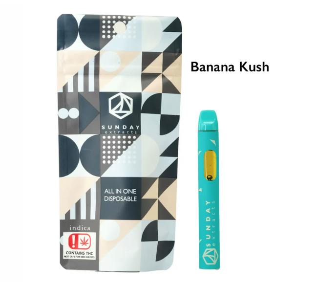Banana Kush | Live Resin Disposable | 2g by Sunday Extracts