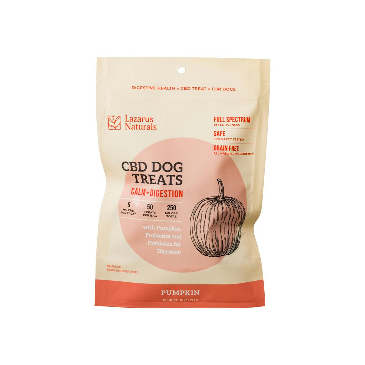 Lazarus CBD Pet Dog Treats Calm + Digestion Pumpkin