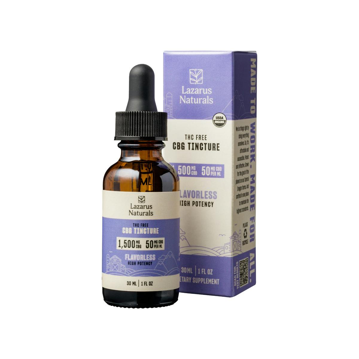 Lazarus Flavorless CBG Isolate Tincture THC Free High Potency 30ml