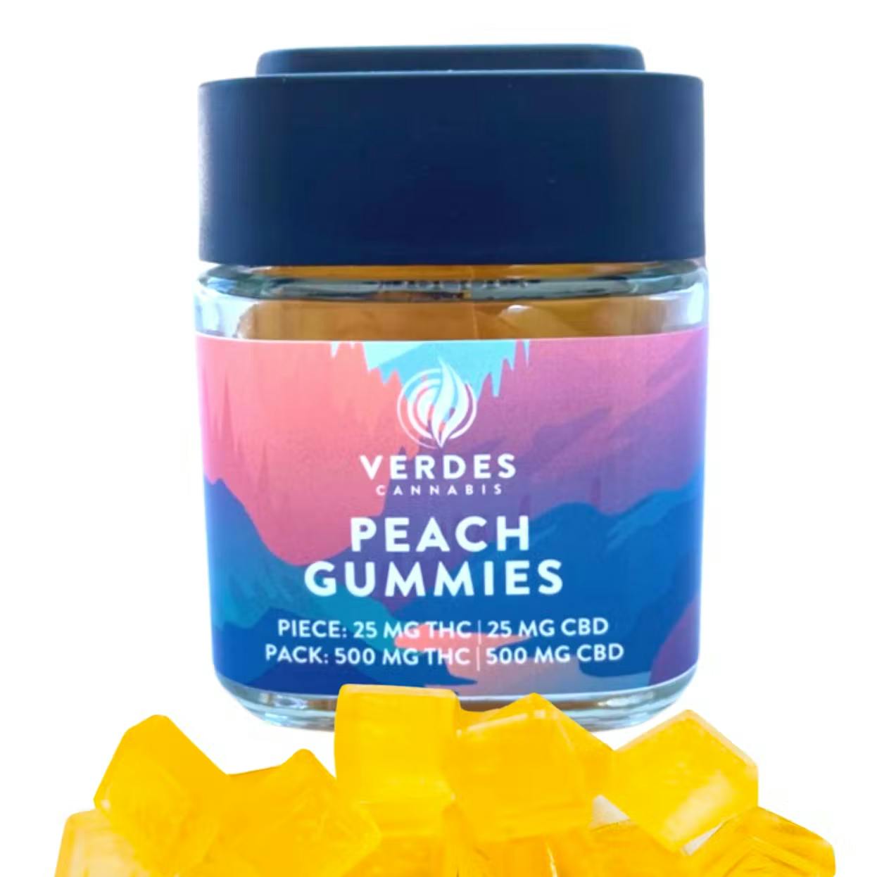 Verdes Foundation Peach 1:1 THC/CBD Gummies 250mg