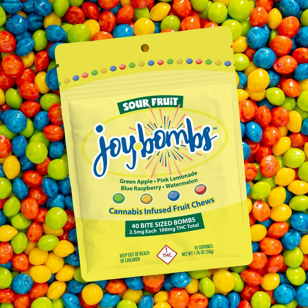 Joy Bombs Sour Fruit - 100mg THC (40pk / 2.5mg THC ea)