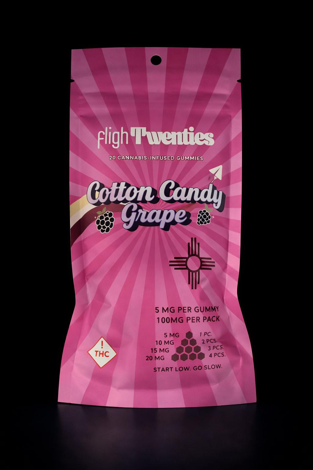 Fligh Twenties - Cotton Candy Grape 100mg Gummies (20ct.) at Colfax Cannabis Company