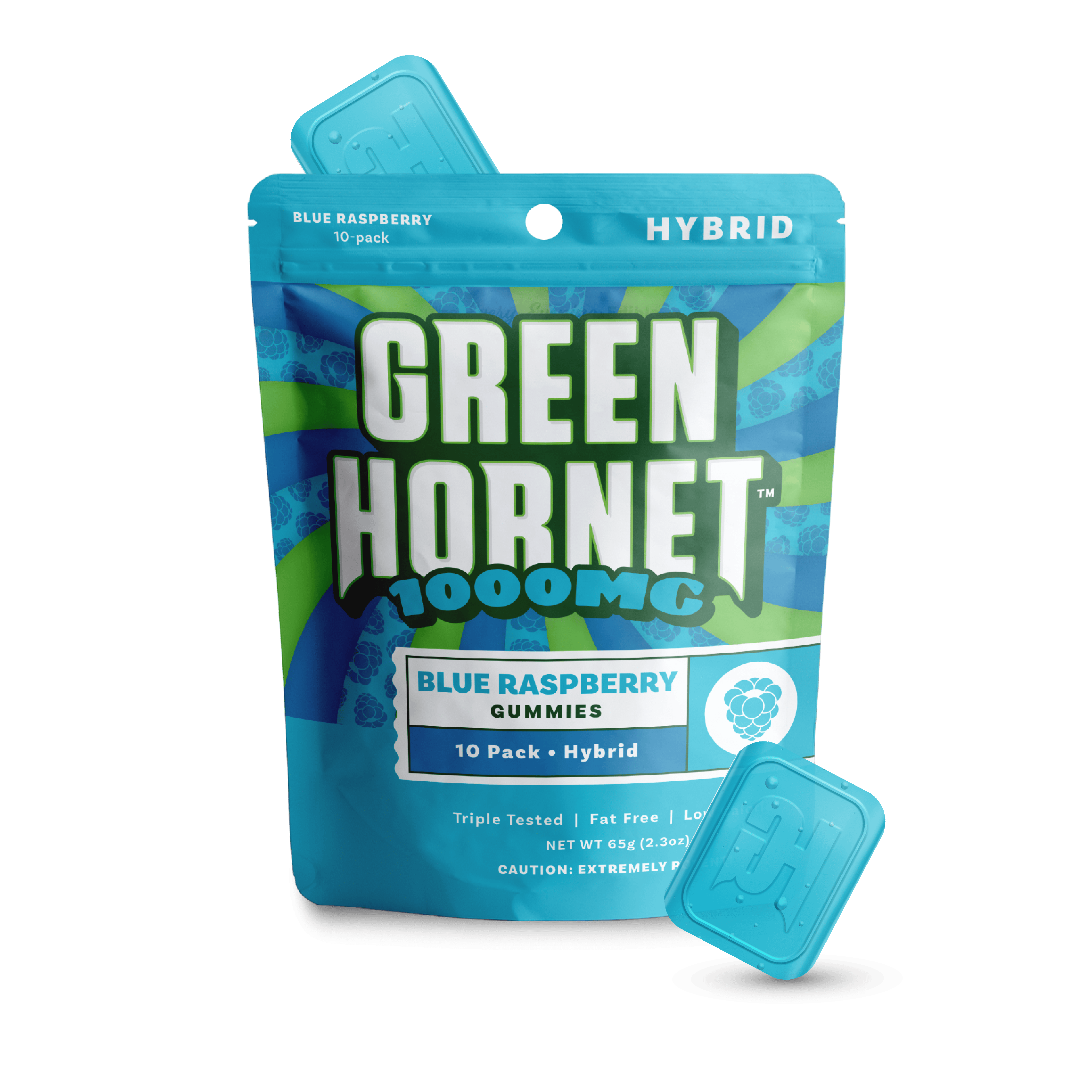 Mega Dose Blue Raspberry | Gummies | 10pk | 1000mg/ea by Green Hornet