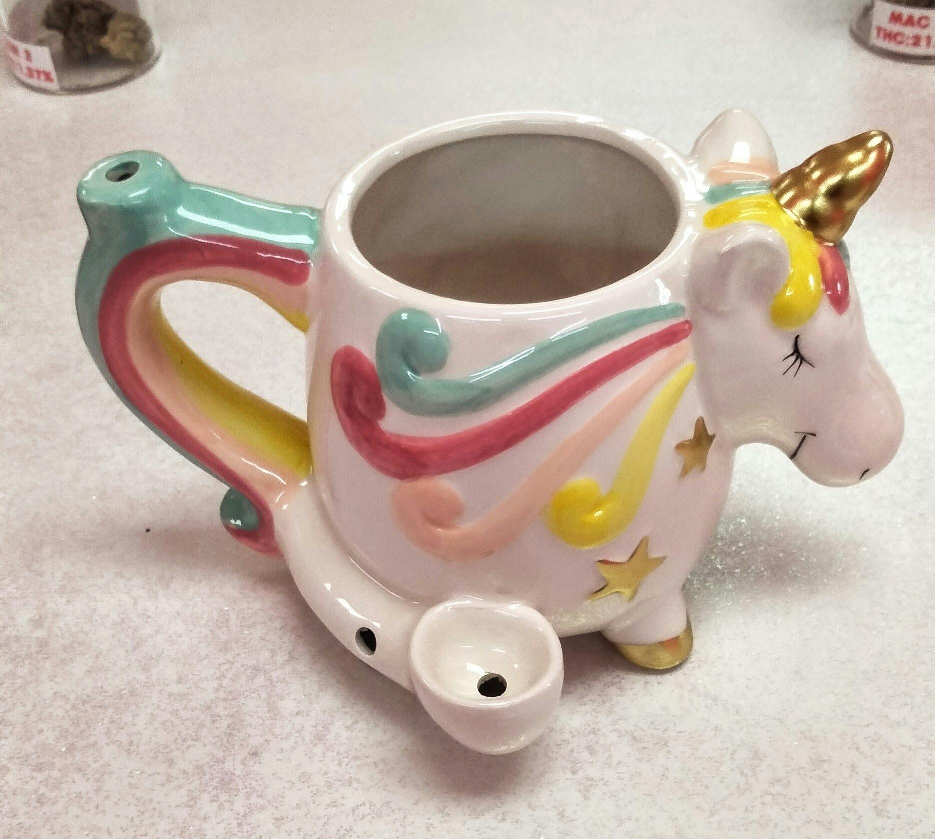 Unicorn Mug with Attached Bowl - Mug Pipe