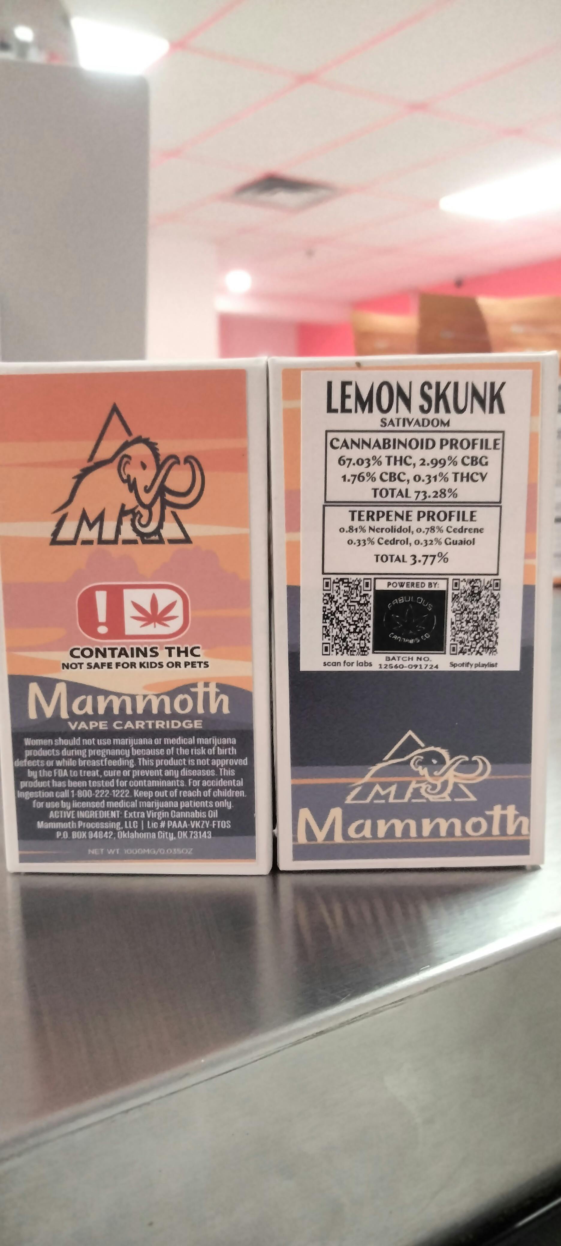 LEMON SKUNK 1G CARTRIDGE GROWN BY FABULOUS MADE BY MAMMOTH