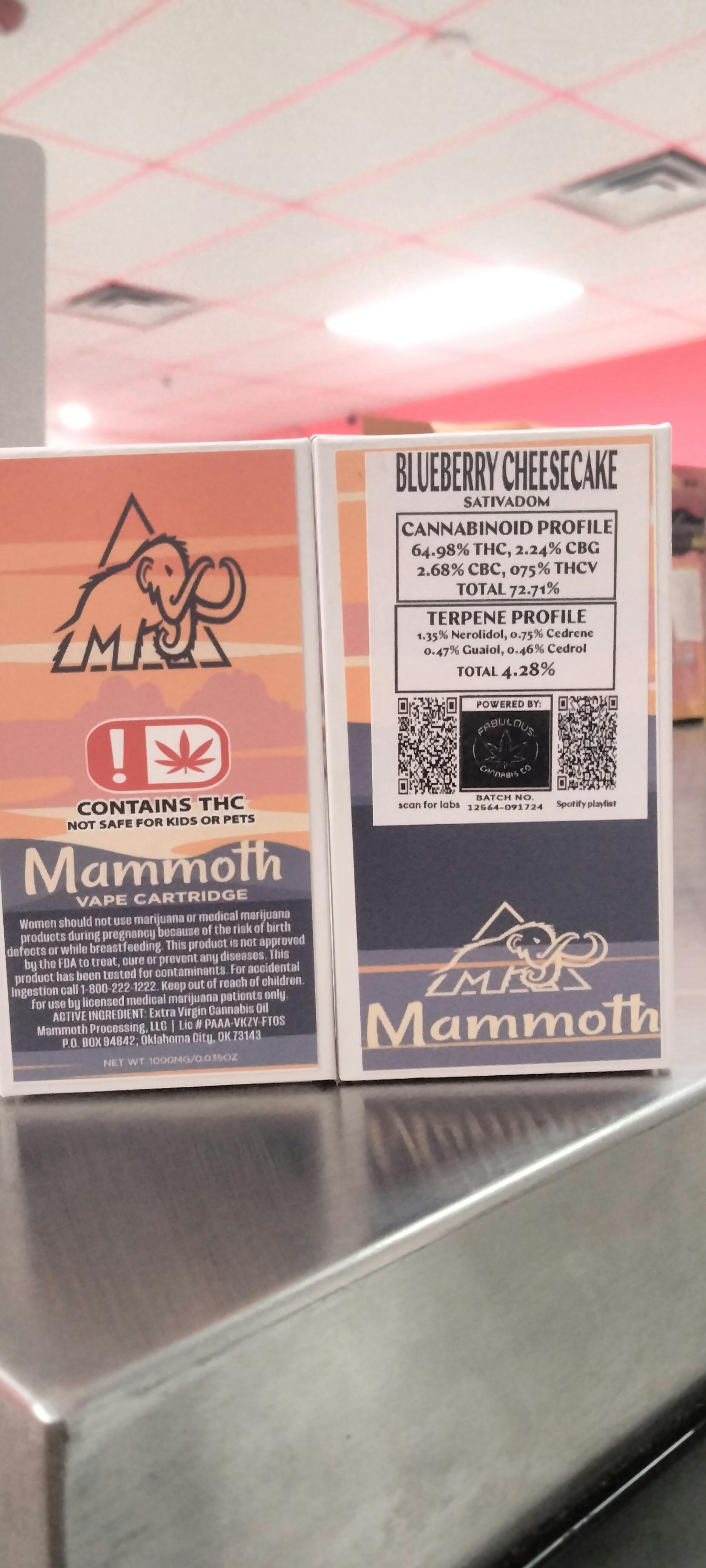 BLUEBERRY CHEESECAKE 1G CARTRIDGE GROWN BY FABULOUS MADE BY MAMMOTH