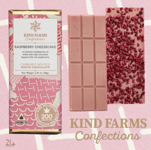 Kind Farms Raspberry Cheesecake White Chocolate 200mg