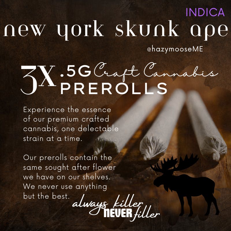 Hazy Moose | .5g Pre Rolls - 3pk | New York Skunk Ape