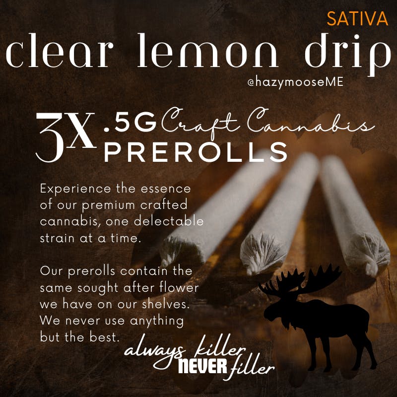 Hazy Moose | .5g Pre Rolls - 3pk | Clear Lemon Drip
