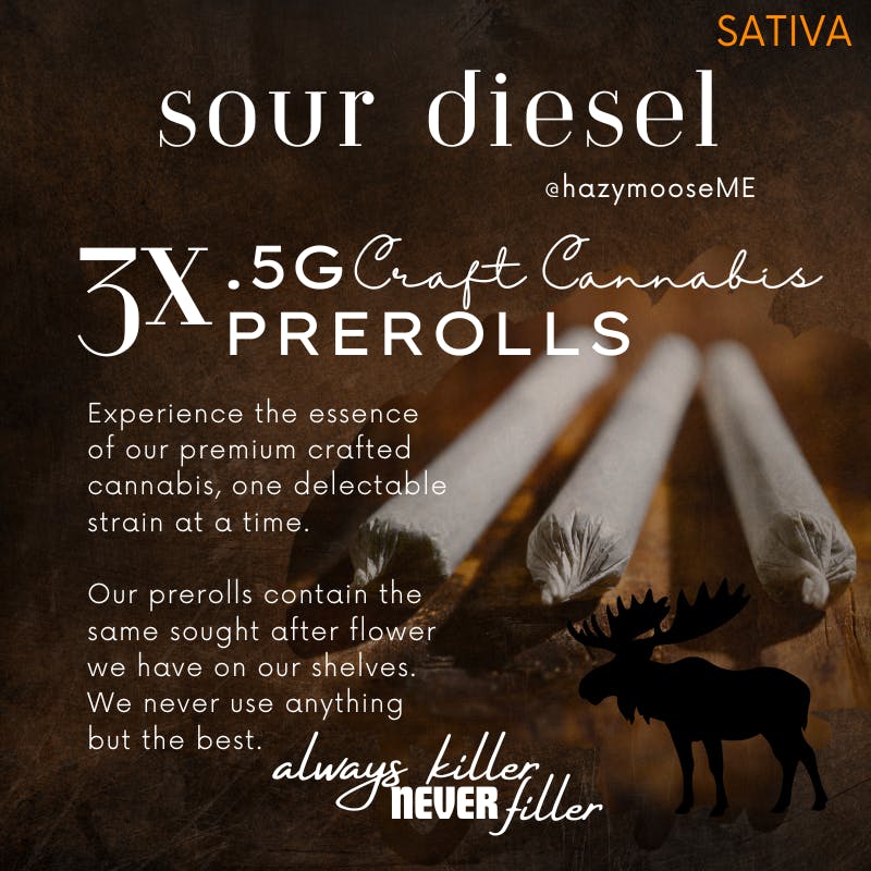 Hazy Moose | .5g Pre Rolls - 3pk | Sour Diesel
