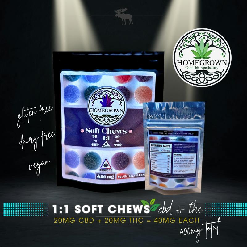 Homegrown | 1:1 Soft Chews - 400mg cannabis product