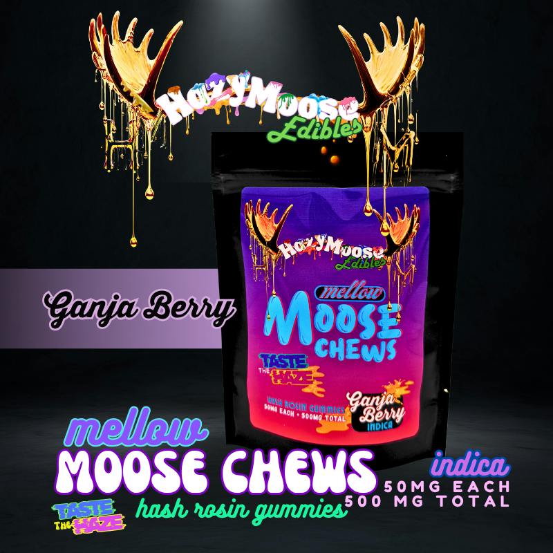 Mellow Moose Chews | Ganja Berry 500mg | Gummies | 10pk | 50mg/ea