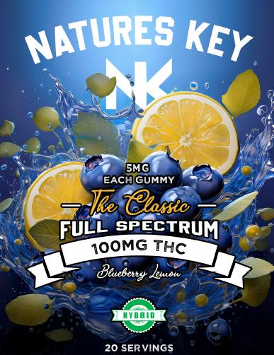 Blueberry Lemon 100mg Full Spectrum THC Gummies