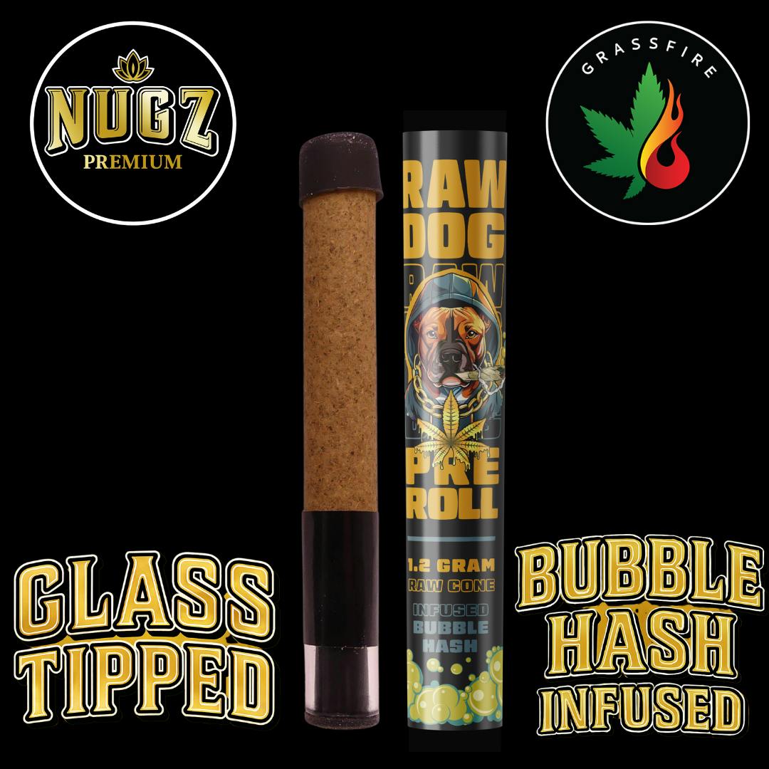 Nugz | Raw Dog Chill | Bubble Hash Infused Pre-Roll | 1.2g