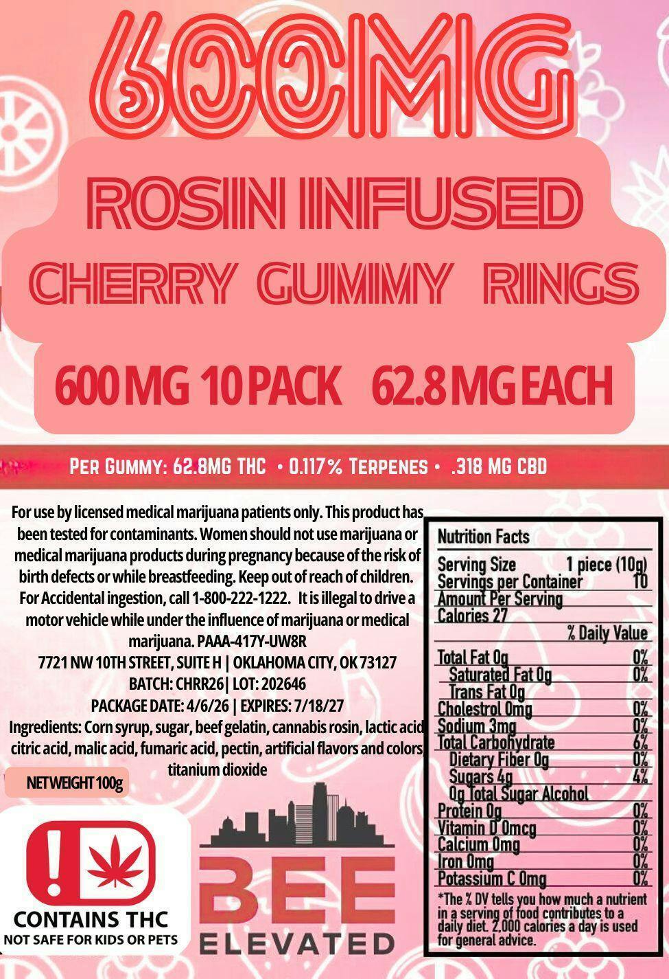 600MG - Cherry Hash Rosin Rings