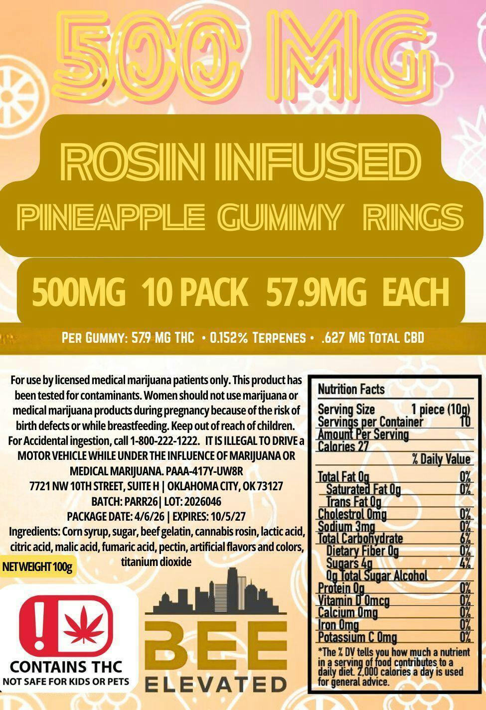 500MG - Pineapple Hash Rosin Rings