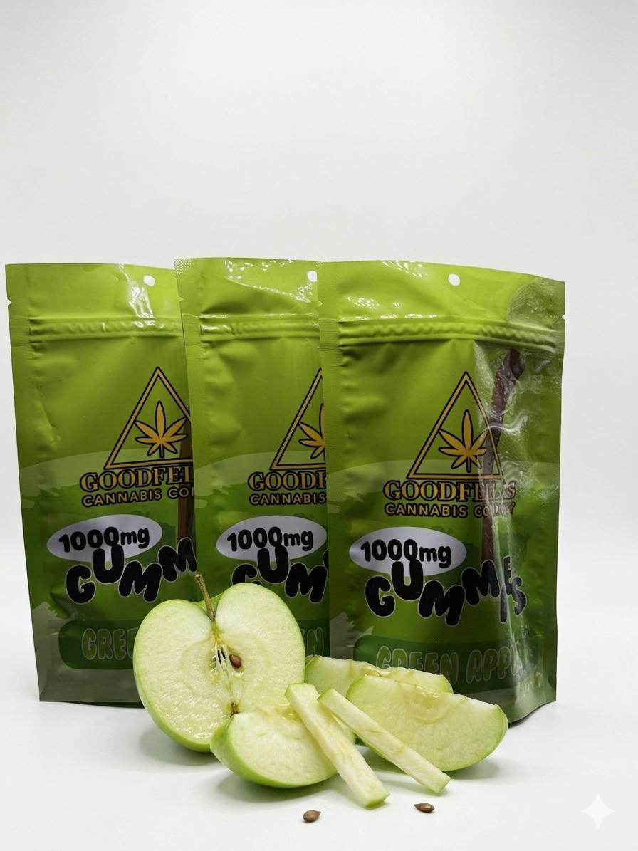 Gummies-Green apple- Hybrid- 1,000Mg-100mg per unit-10 units Per Bag