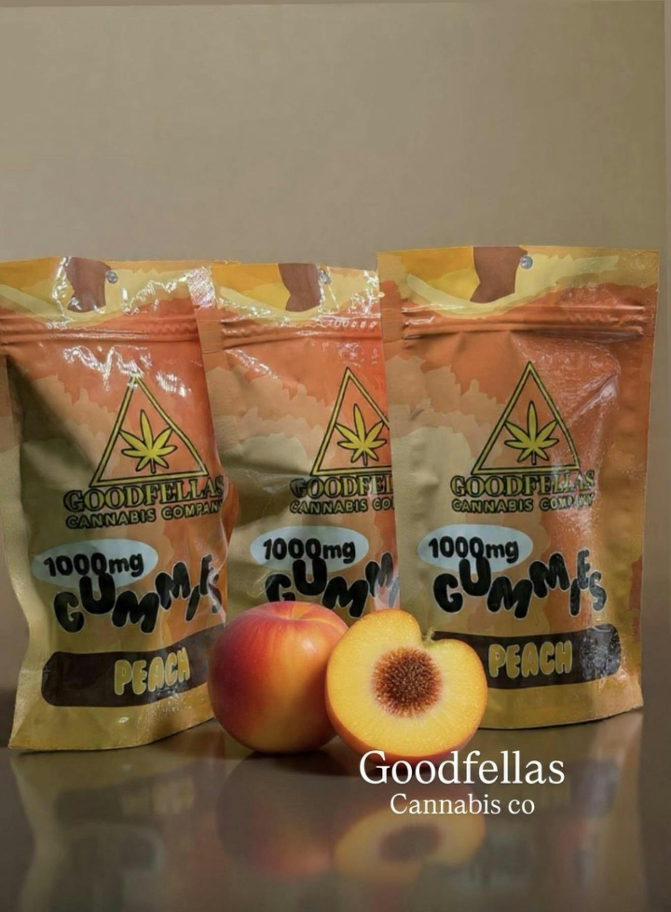 Gummies, Peach -indica-1,000mg, 100mg Per Unit, 10 Units per Bag.