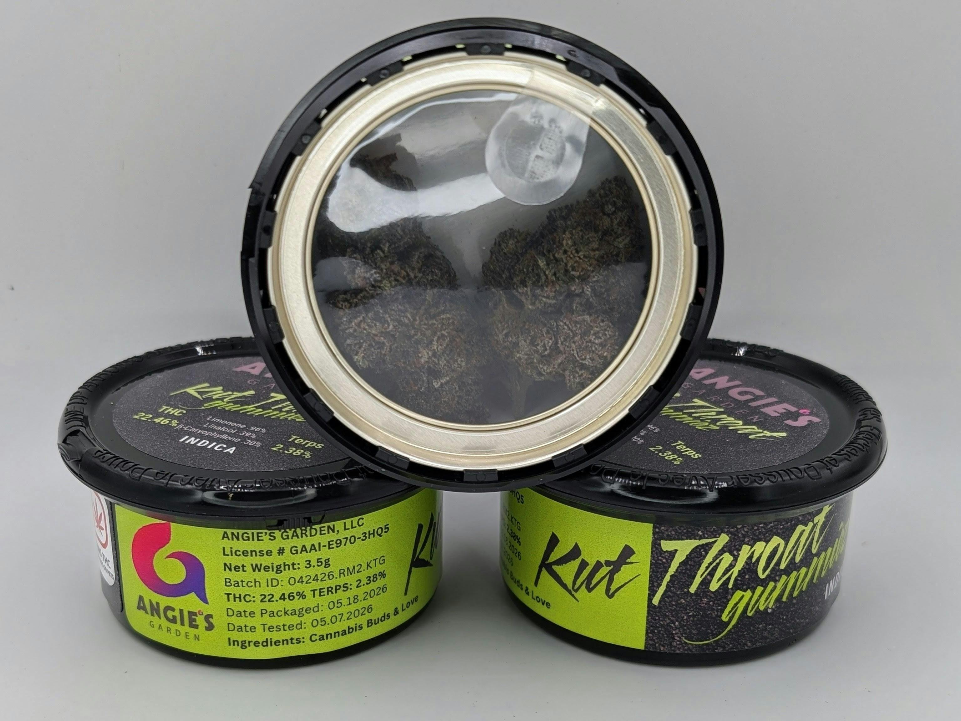 Kut Throat Gummiez 3.5g Indica Flower THC 28.47% Terps: 1.89% 3ozx$165