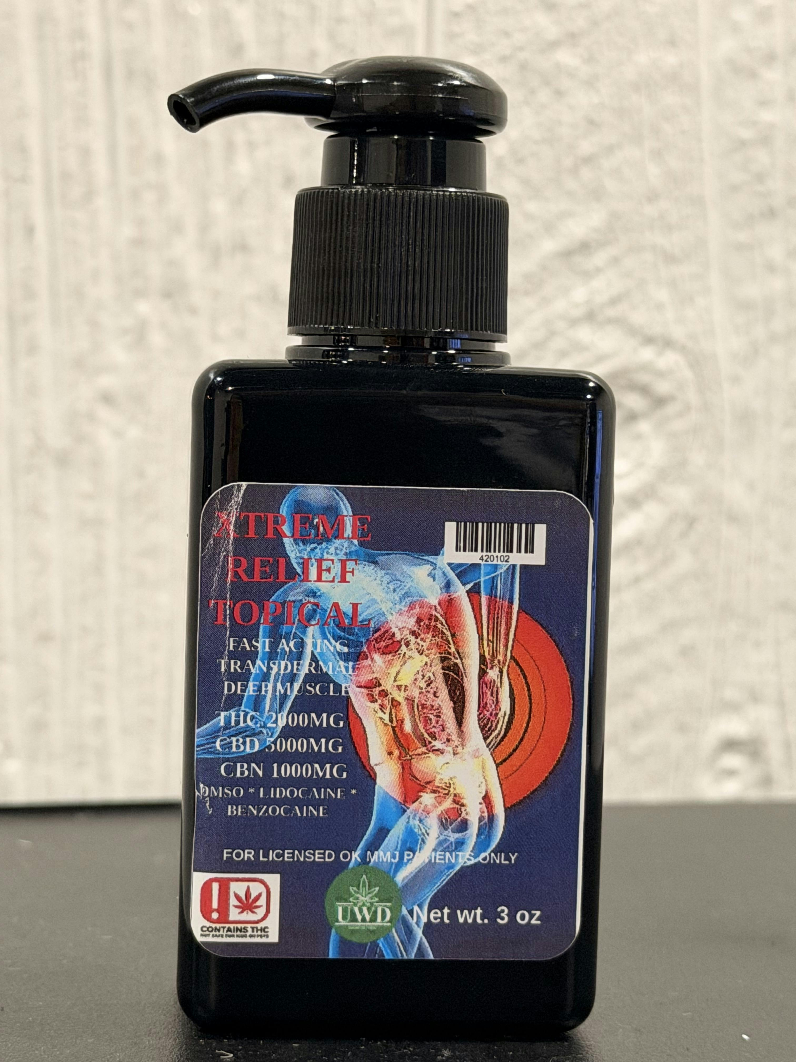 Xtreme Relief Pump Bottle 3oz THC 2000 mg CBD 5000 mg CBG 1000 mg CBN 1000 mg
