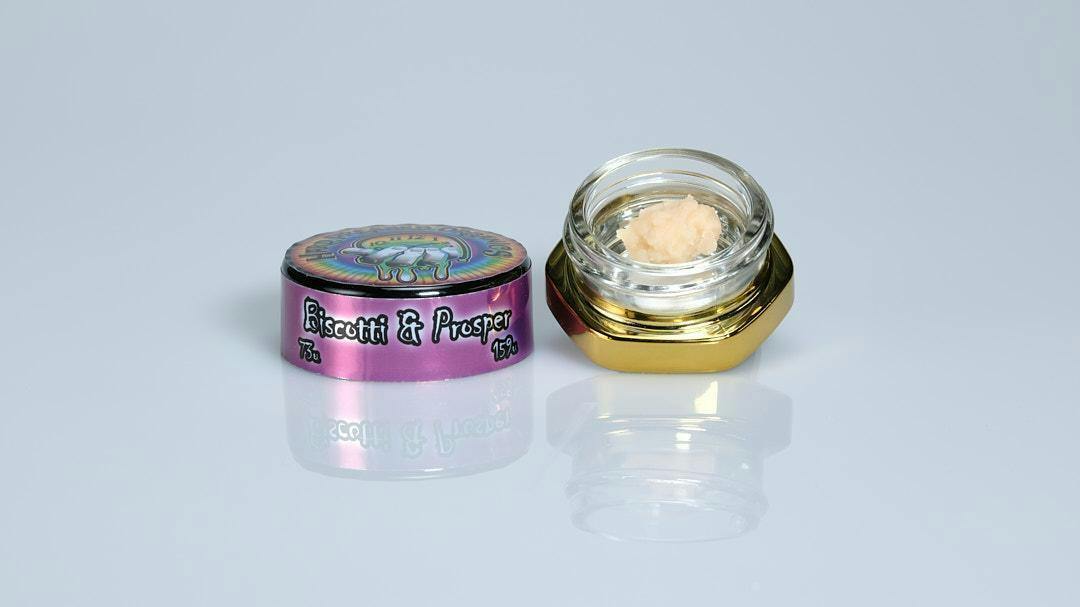 Biscotti & Prosper - 1g ROSIN Total THC 64.60 % Total Cannabinoids 77.37 % Terpenes 3.46 %