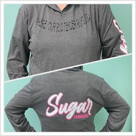 Sugar Cannabis Grey Long Sleeves Hooded Shirt