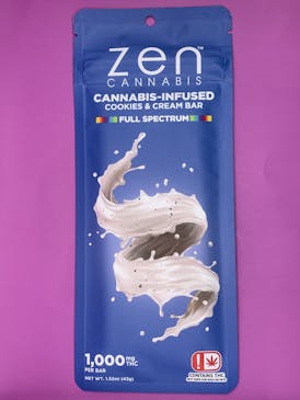 Zen Cookies & Cream Bar - Full Spectrum Cannabis Infused - 1000 mg