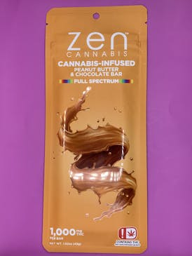 Zen Peanut Butter Chocolate Bar - Cannabis Infused Full Spectrum - 1000 mg