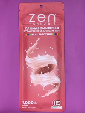 Zen Strawberry & Cream Bar - Cannabis Infused Full Spectrum - 1000 mg